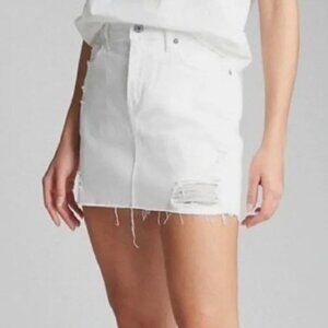 Gap Denim White Distressed Denim Mini Skirt 27